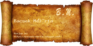 Bacsek Márta névjegykártya