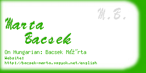 marta bacsek business card